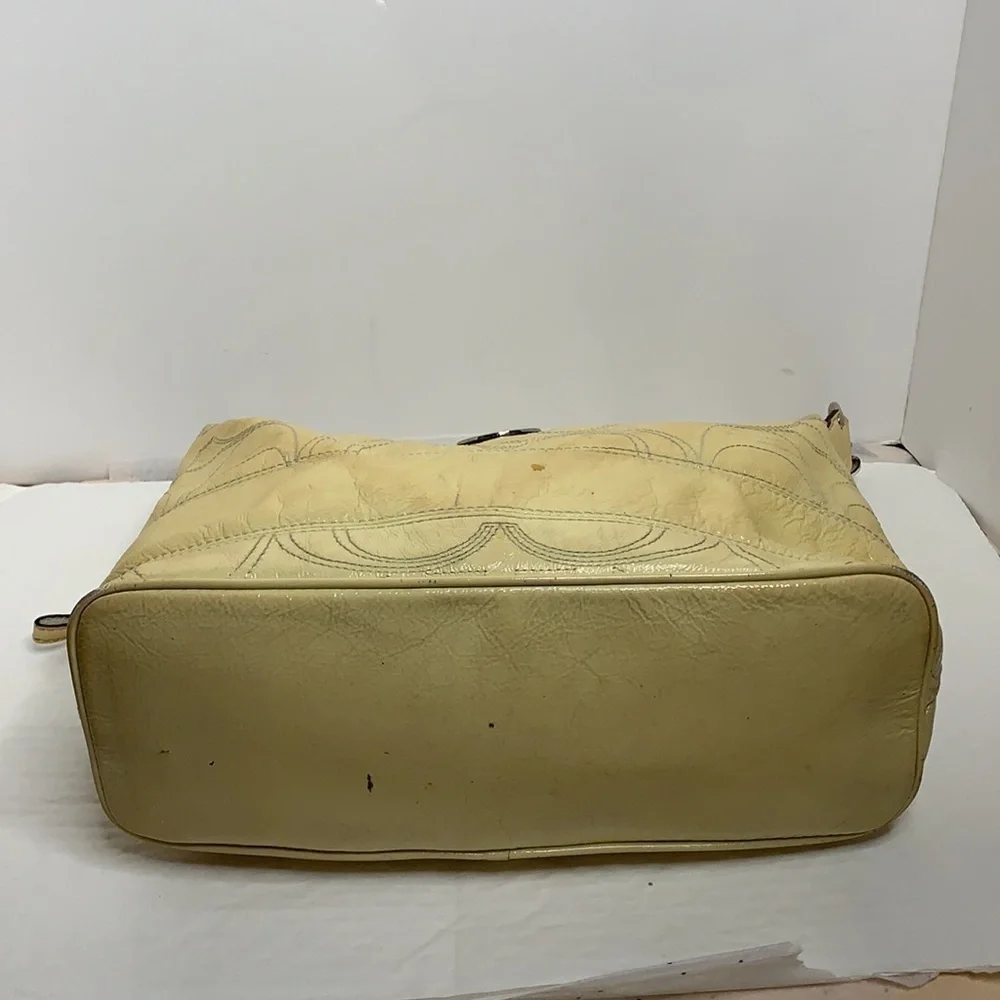Coach creamy yellow  Patent Leather Hobo #  F17421